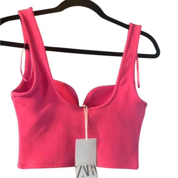NWT Hot Pink Zara Crop Top Size Small spring summer California - Picture 6 of 6
